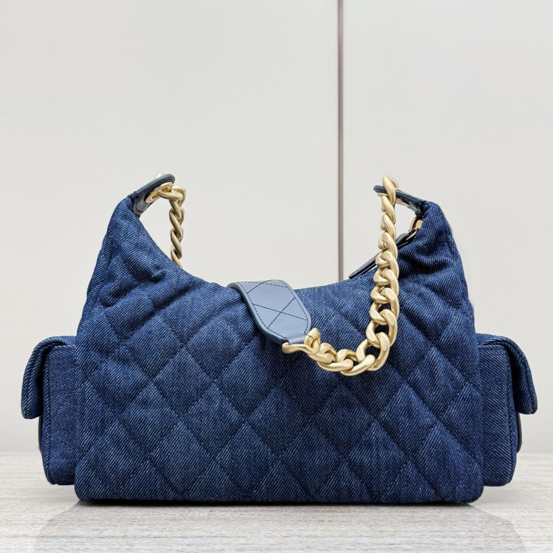 Dark Denim Quilted Hobo Bag - Level X