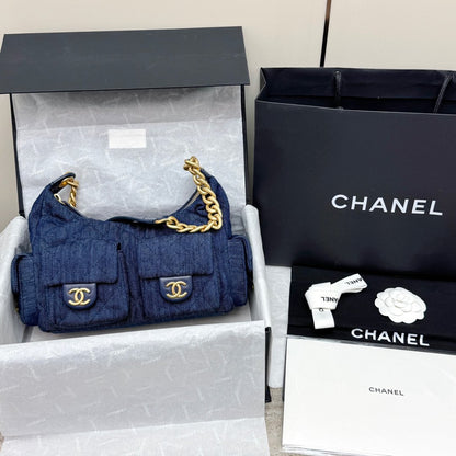 Dark Denim Quilted Hobo Bag - Level X