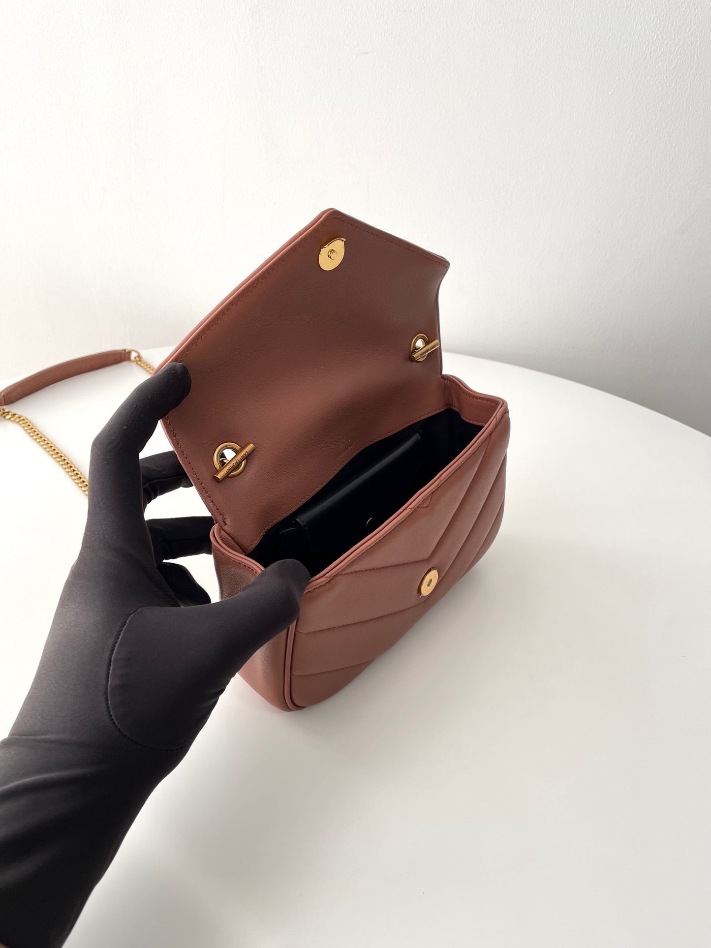 Rose Sand Leather New Mini Loulou Bag - Level 5
