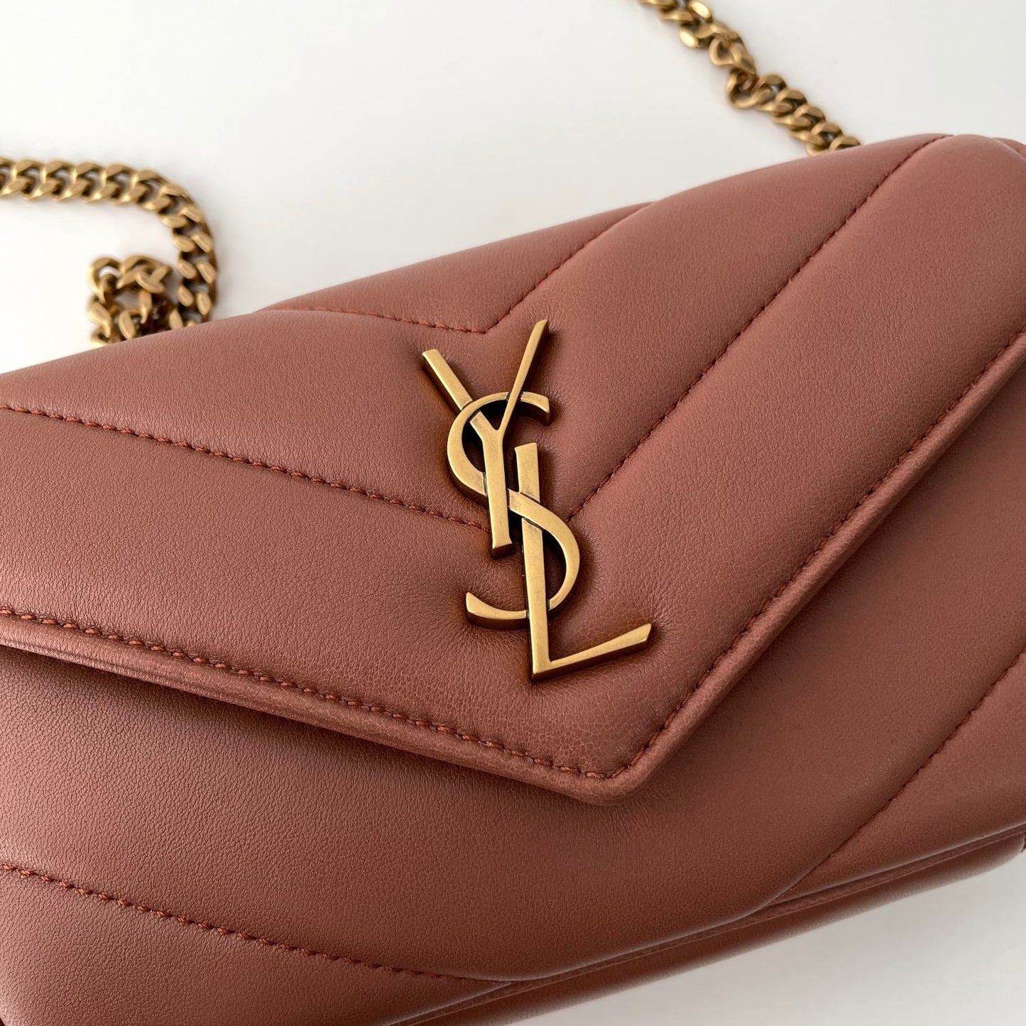 Rose Sand Leather New Mini Loulou Bag - Level 5