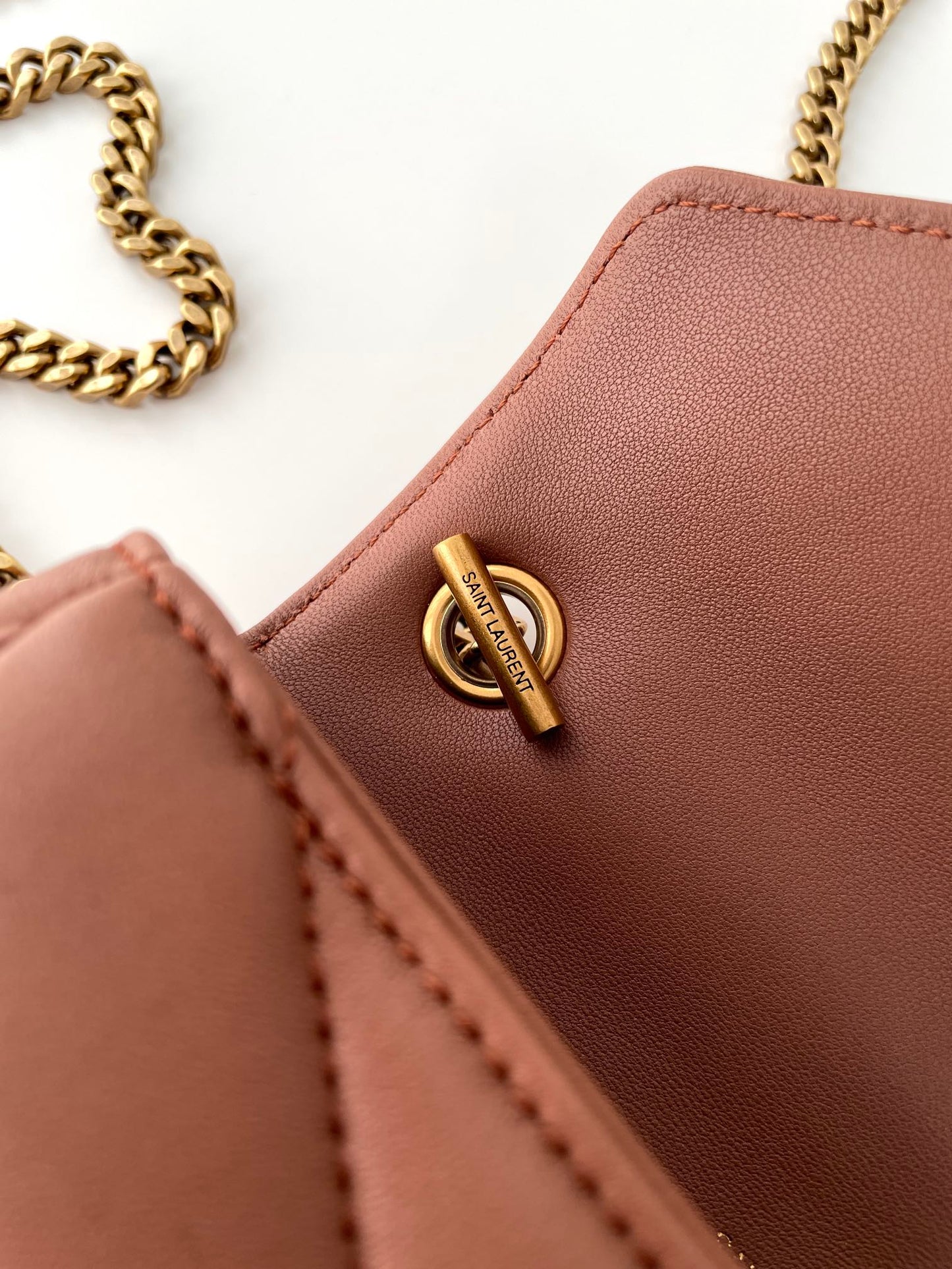 Rose Sand Leather New Mini Loulou Bag - Level 5