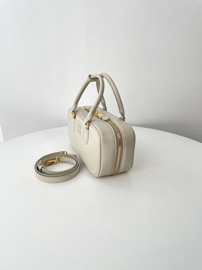 Chalk White Leather Medium Arcadie Bag - Level 5
