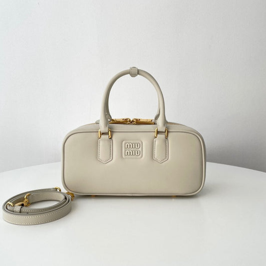 Chalk White Leather Medium Arcadie Bag - Level 5