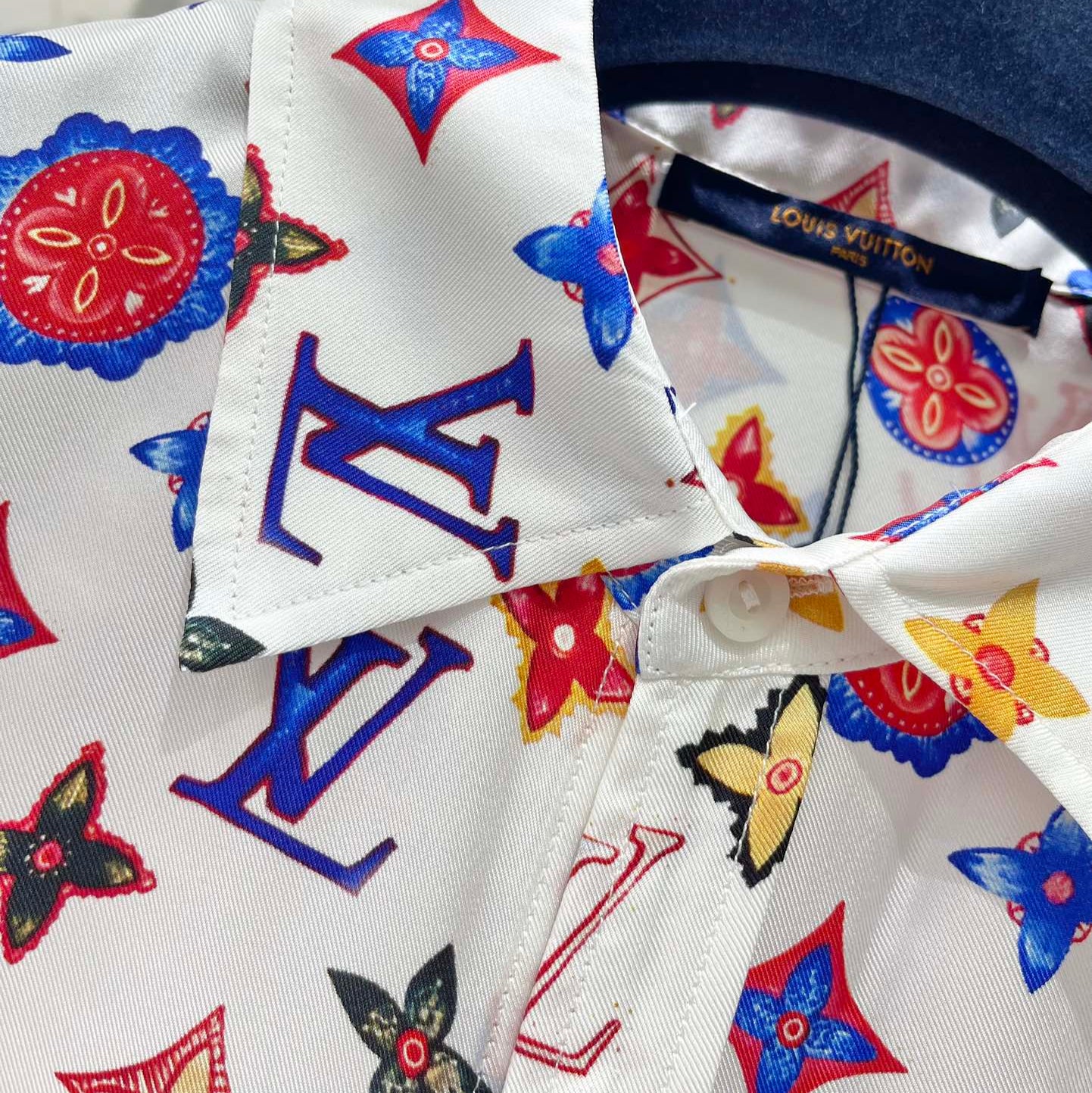 Monogram Silk Button-Down Shirt