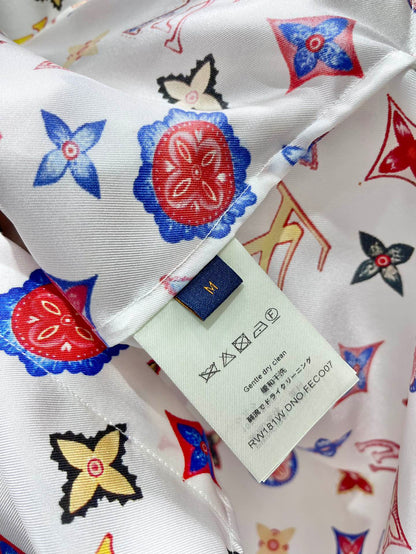 Monogram Silk Button-Down Shirt