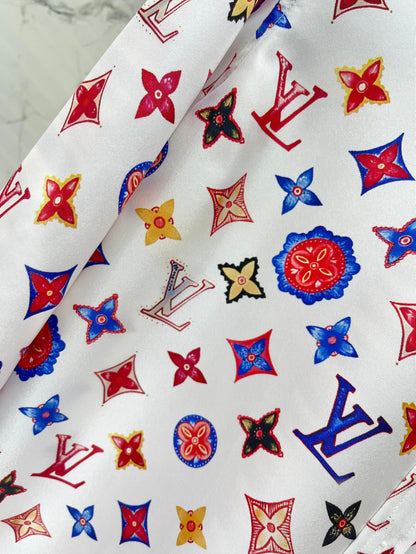Monogram Silk Button-Down Shirt