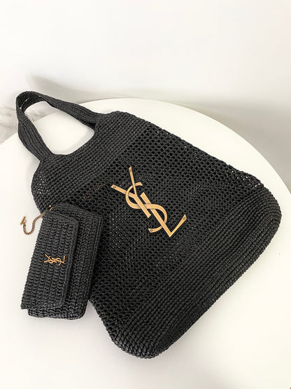 Black Raffia Icare Tote Bag - Level 5