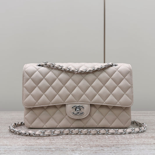 Ivory Caviar Leather Medium Flap Bag - Level X