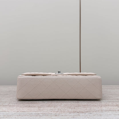 Ivory Caviar Leather Medium Flap Bag - Level X