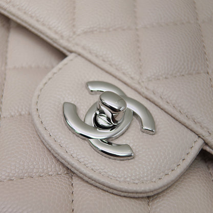 Ivory Caviar Leather Medium Flap Bag - Level X