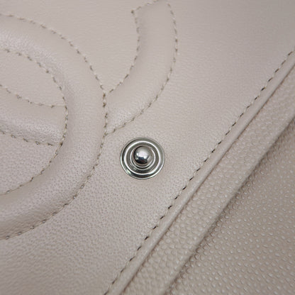 Ivory Caviar Leather Medium Flap Bag - Level X