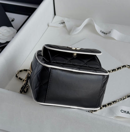 Black & White Lambskin Leather Mini Backpack - Level 5