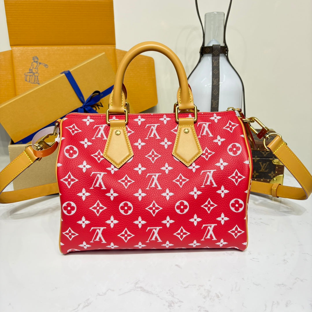 P9 Speedy 30 Bandouliere Red Leather - Level 5