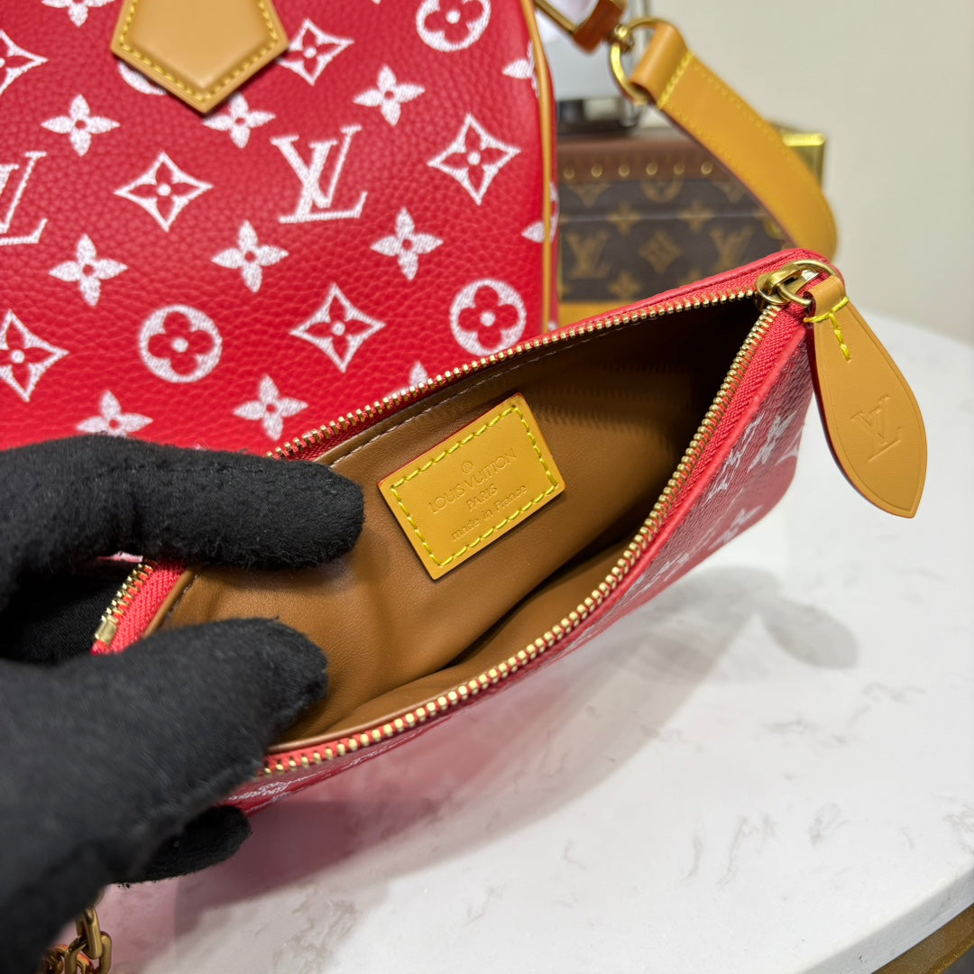 P9 Speedy 30 Bandouliere Red Leather - Level 5
