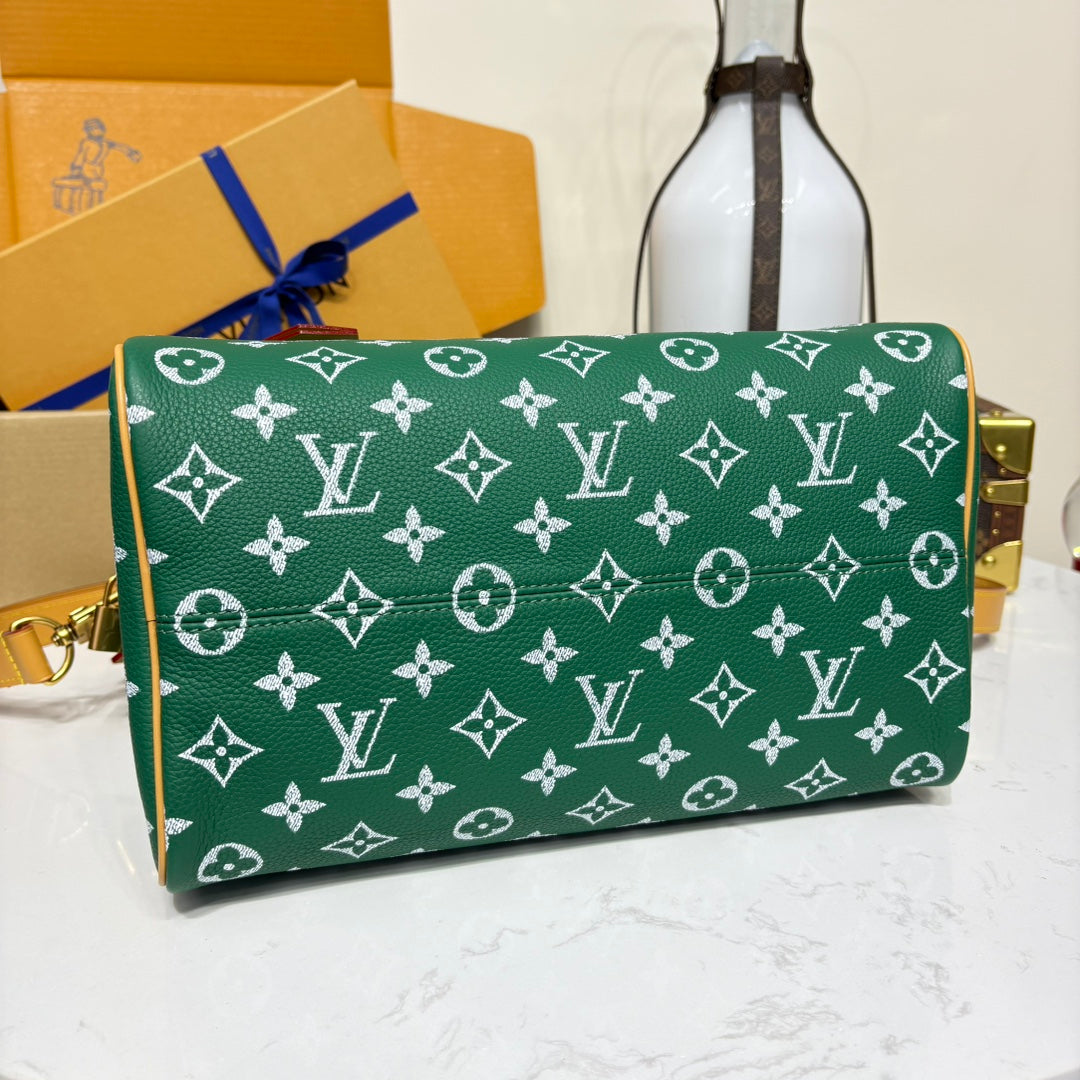 P9 Speedy 30 Bandouliere Green Leather - Level 5