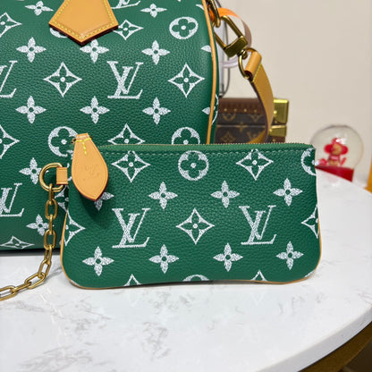 P9 Speedy 30 Bandouliere Green Leather - Level 5