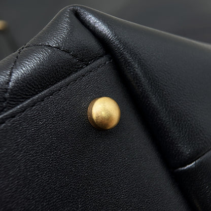 Black Leather Maxi Shopping Tote Bag - Level X
