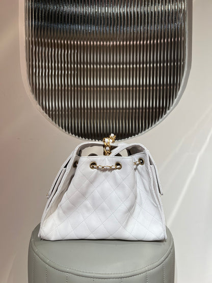 25 Hobo Bag White Caviar Leather - Level X