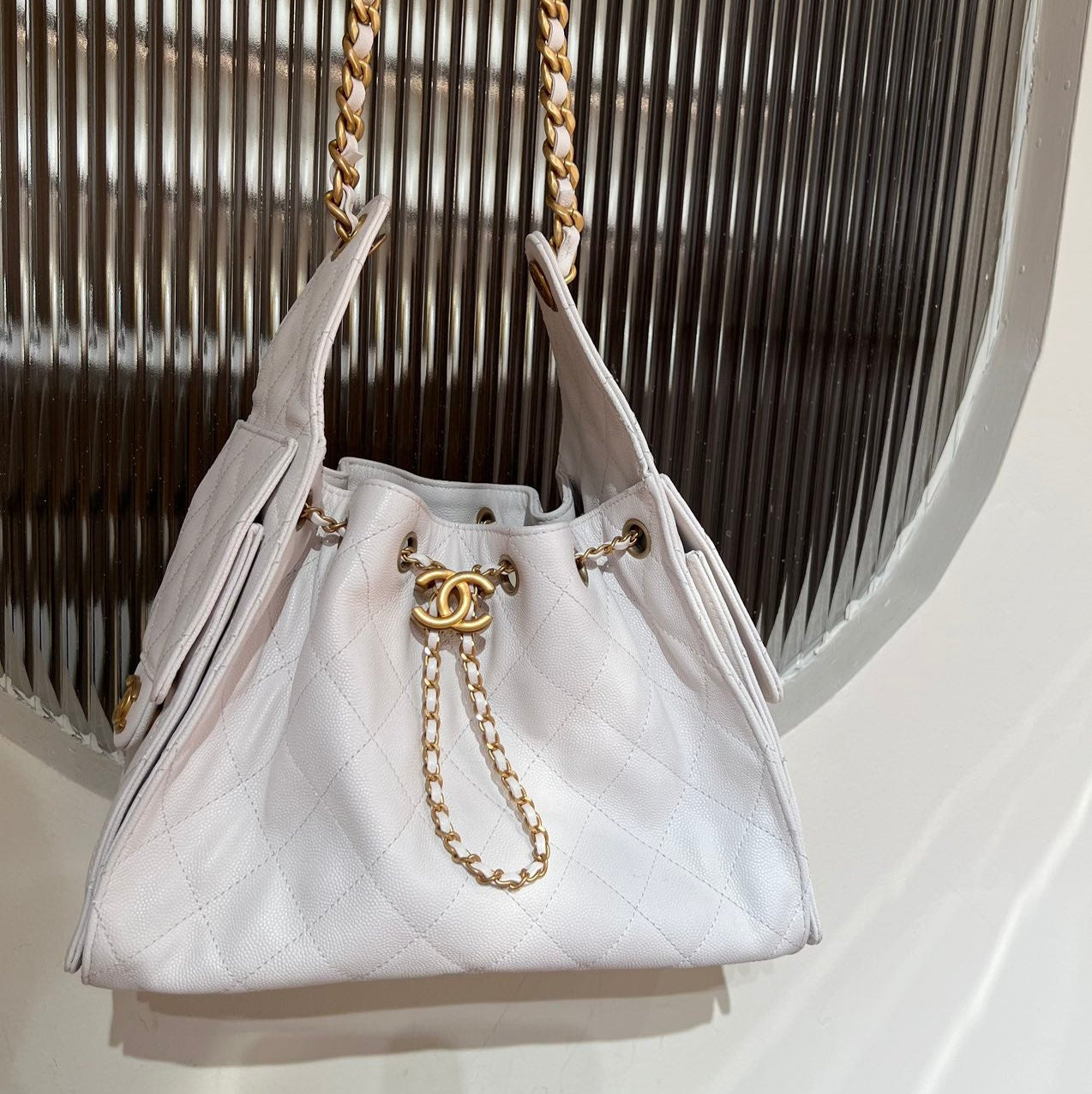 25 Hobo Bag White Caviar Leather - Level X