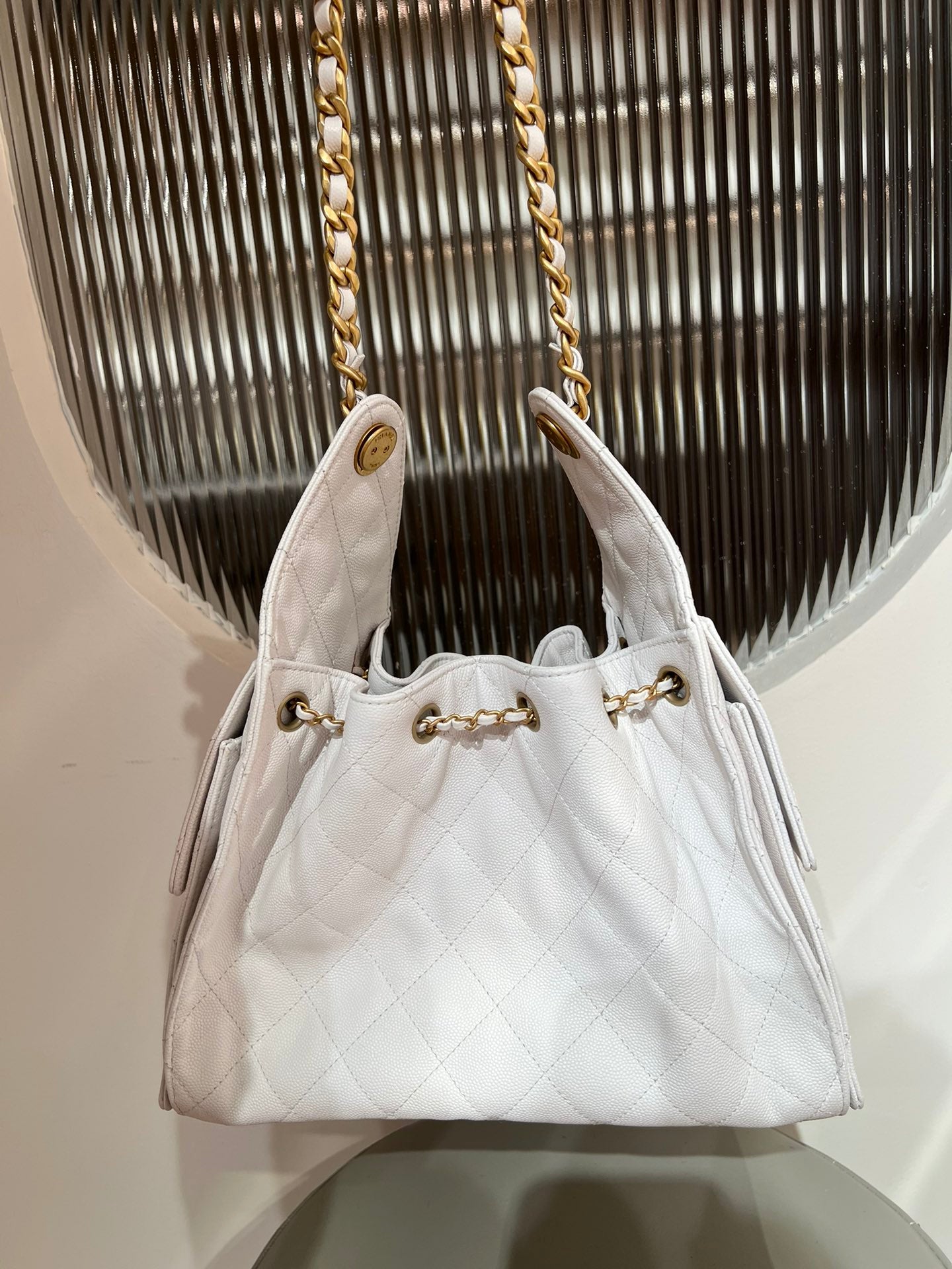 25 Hobo Bag White Caviar Leather - Level X