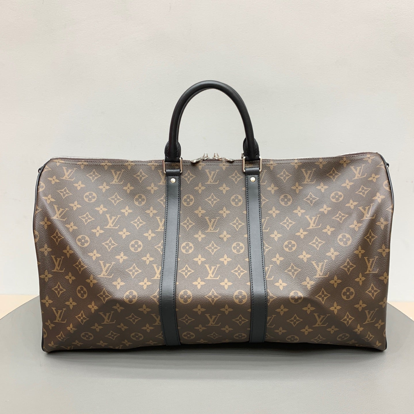 Brown & Black Monogram Keepall 55 Duffle Bag - Level 4