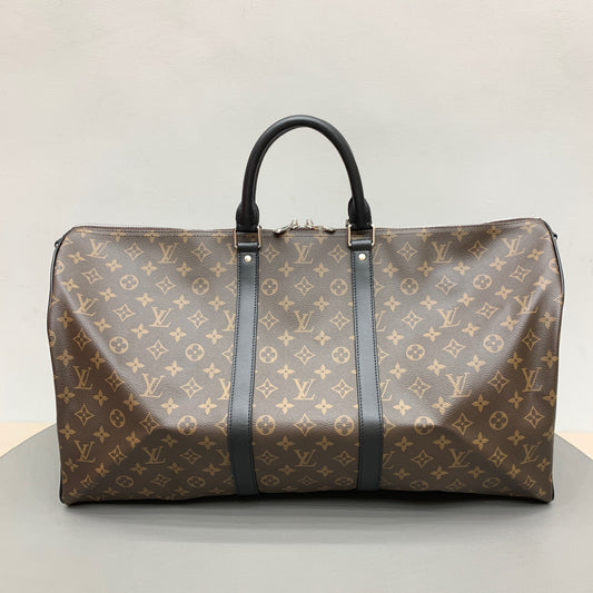 Brown & Black Monogram Keepall 55 Duffle Bag - Level 4