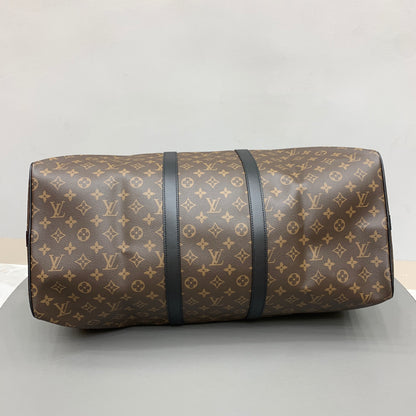Brown & Black Monogram Keepall 55 Duffle Bag - Level 4