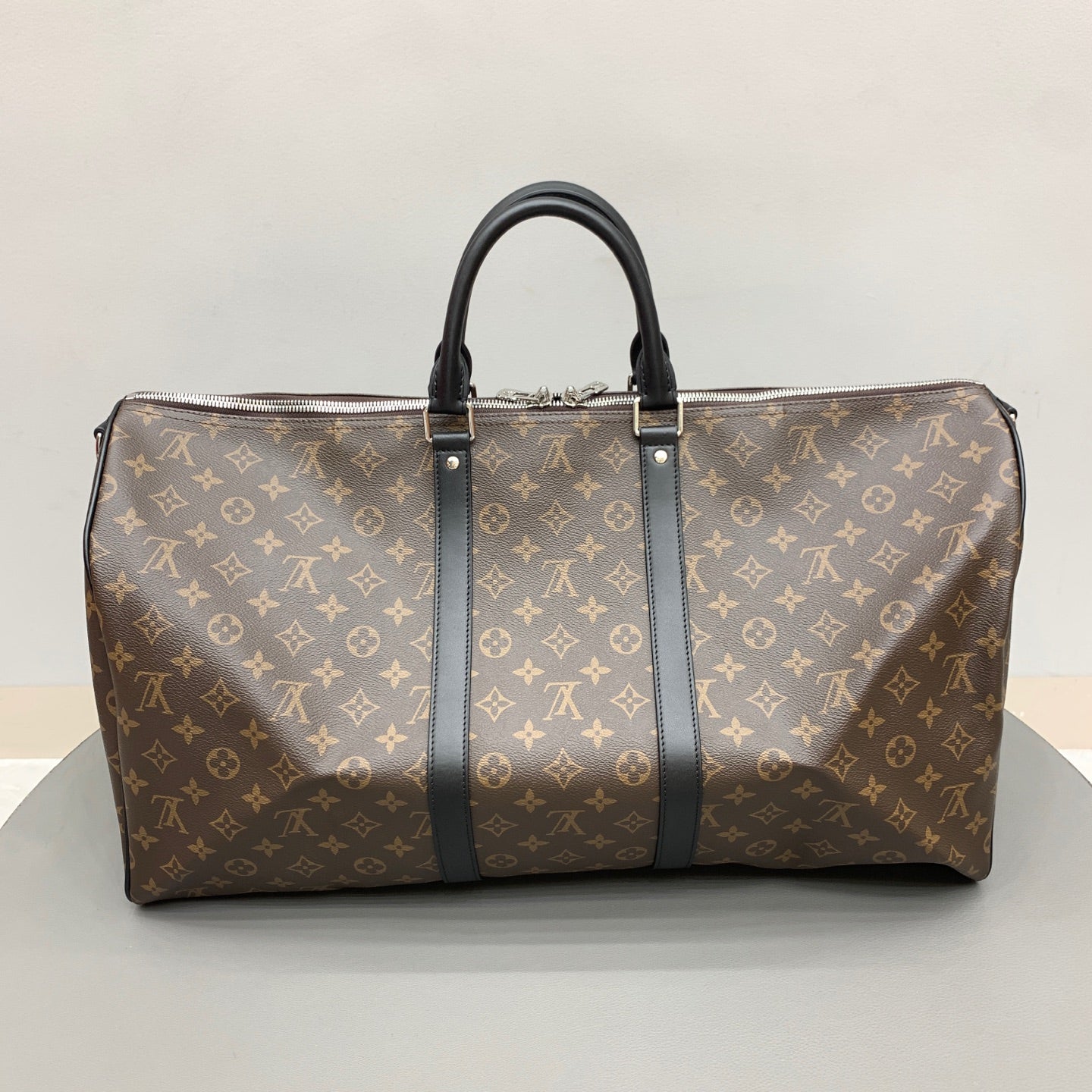Brown & Black Monogram Keepall 55 Duffle Bag - Level 4