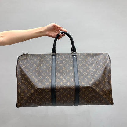 Brown & Black Monogram Keepall 55 Duffle Bag - Level 4
