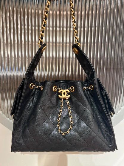 25 Hobo Bag Black Caviar Leather - Level X