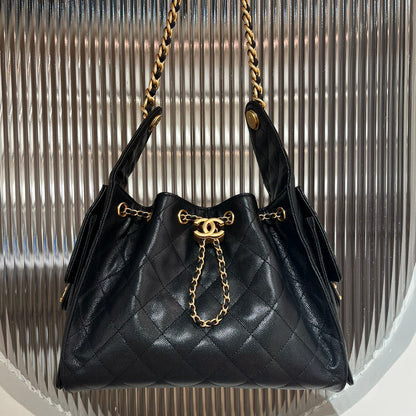 25 Hobo Bag Black Caviar Leather - Level X