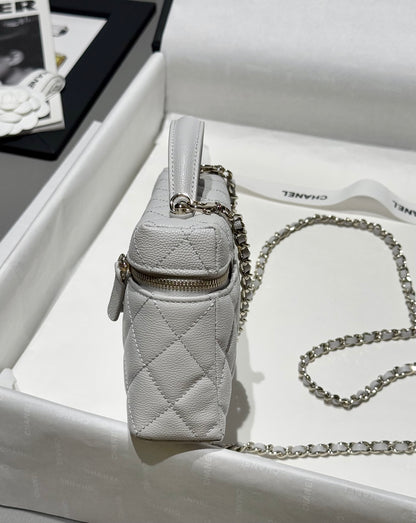 Light Grey Caviar Leather Top Handle Vanity Bag - Level 5