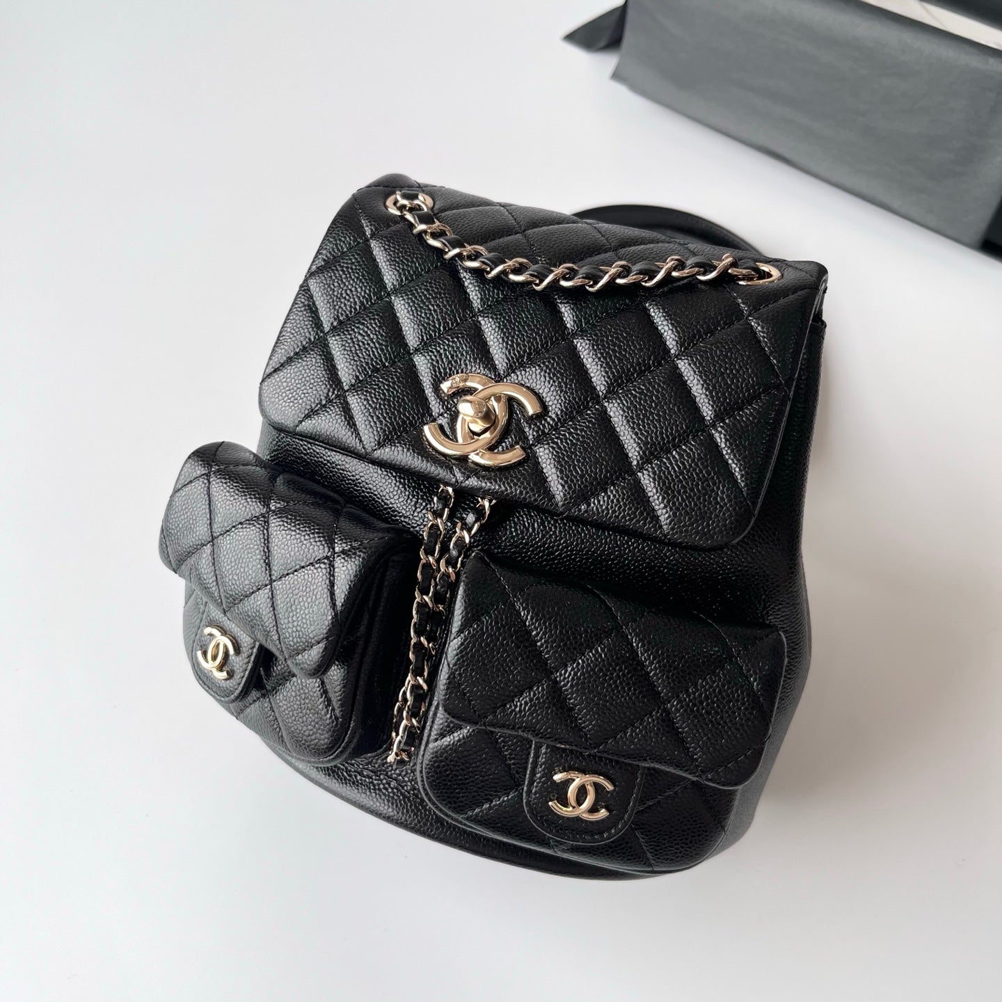 Black Caviar Leather Medium Duma Backpack - Level X
