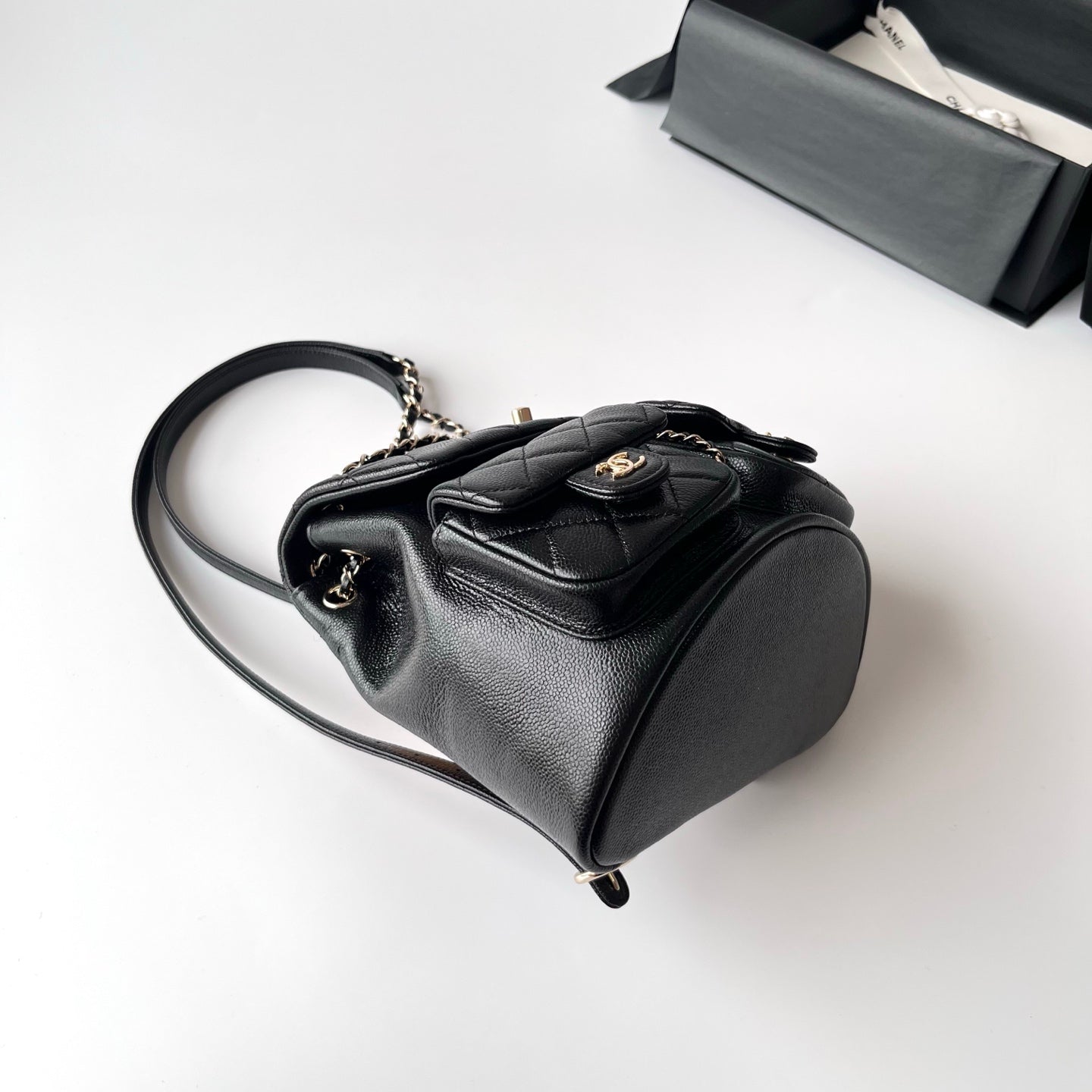 Black Caviar Leather Medium Duma Backpack - Level X