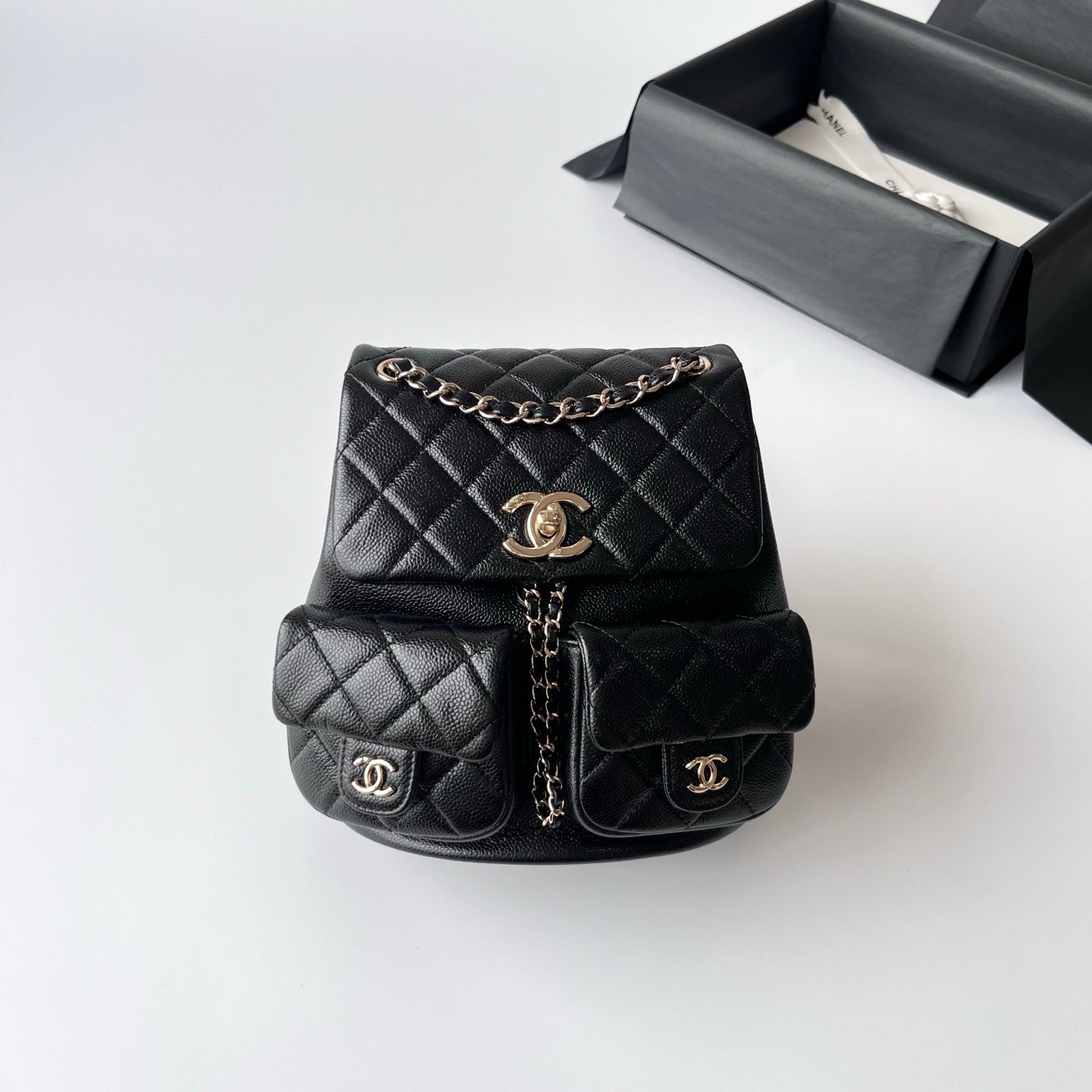 Black Caviar Leather Medium Duma Backpack - Level X