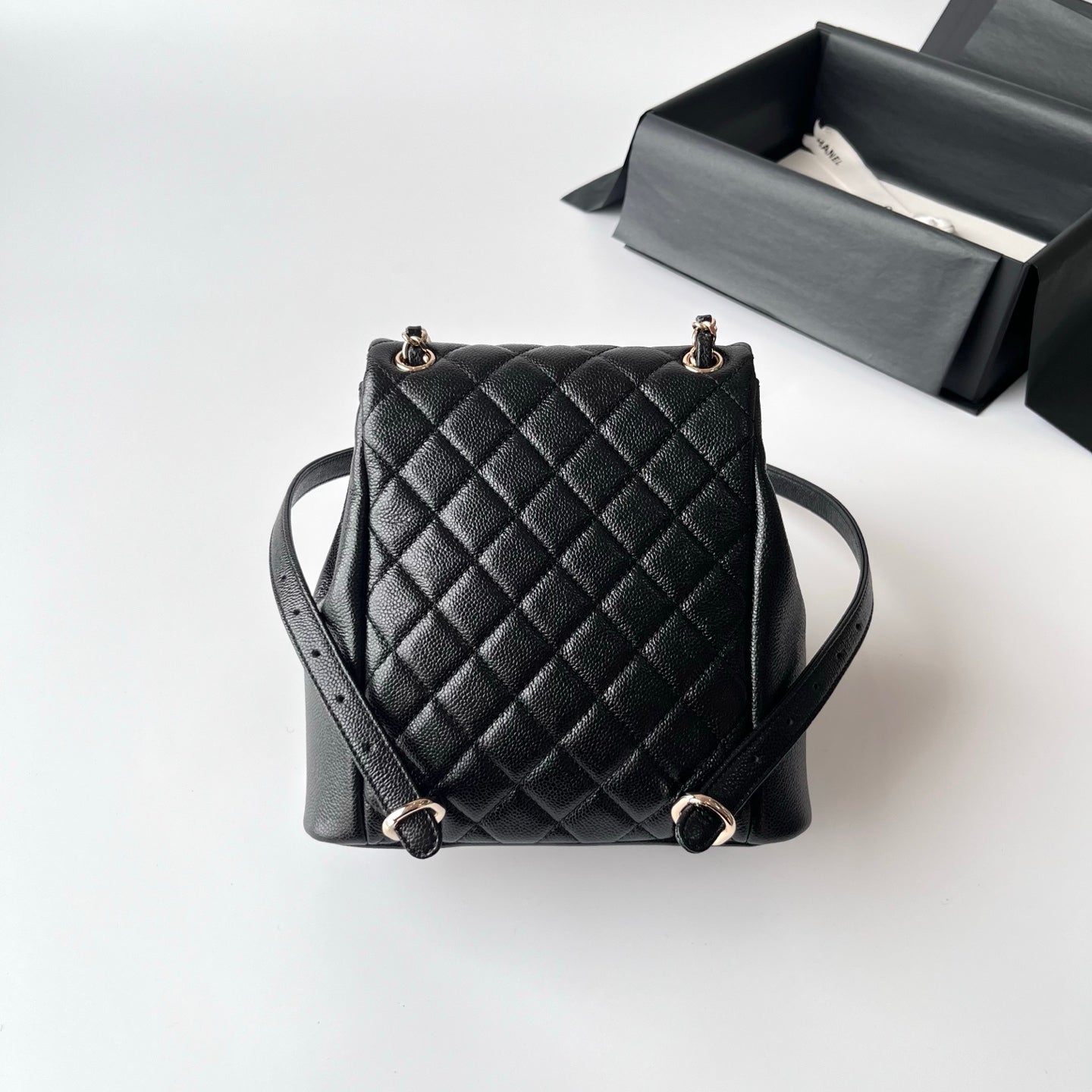 Black Caviar Leather Medium Duma Backpack - Level X