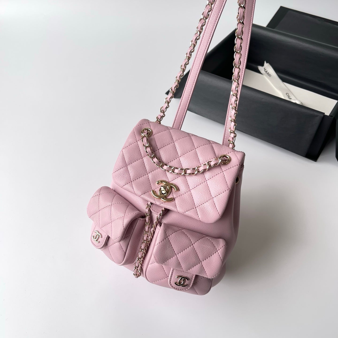 Light Pink Caviar Leather Medium Duma Backpack - Level X