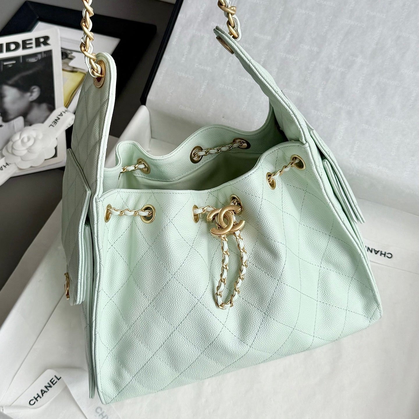 25 Hobo Bag Mint Green Caviar Leather - Level 5