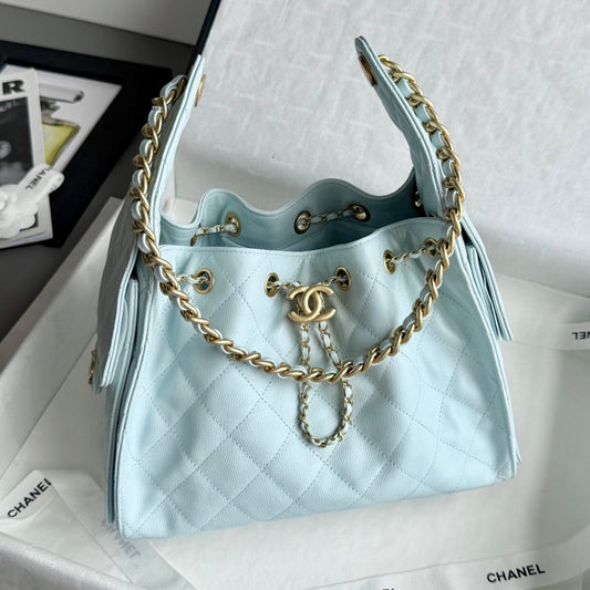 25 Hobo Bag Light Blue Caviar Leather - Level 5