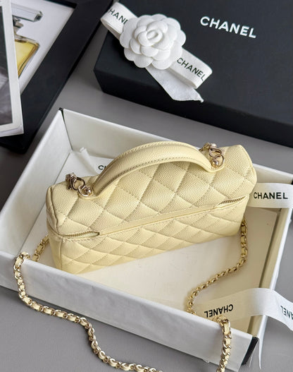 Yellow Caviar Leather Top Handle Vanity Bag - Level 5