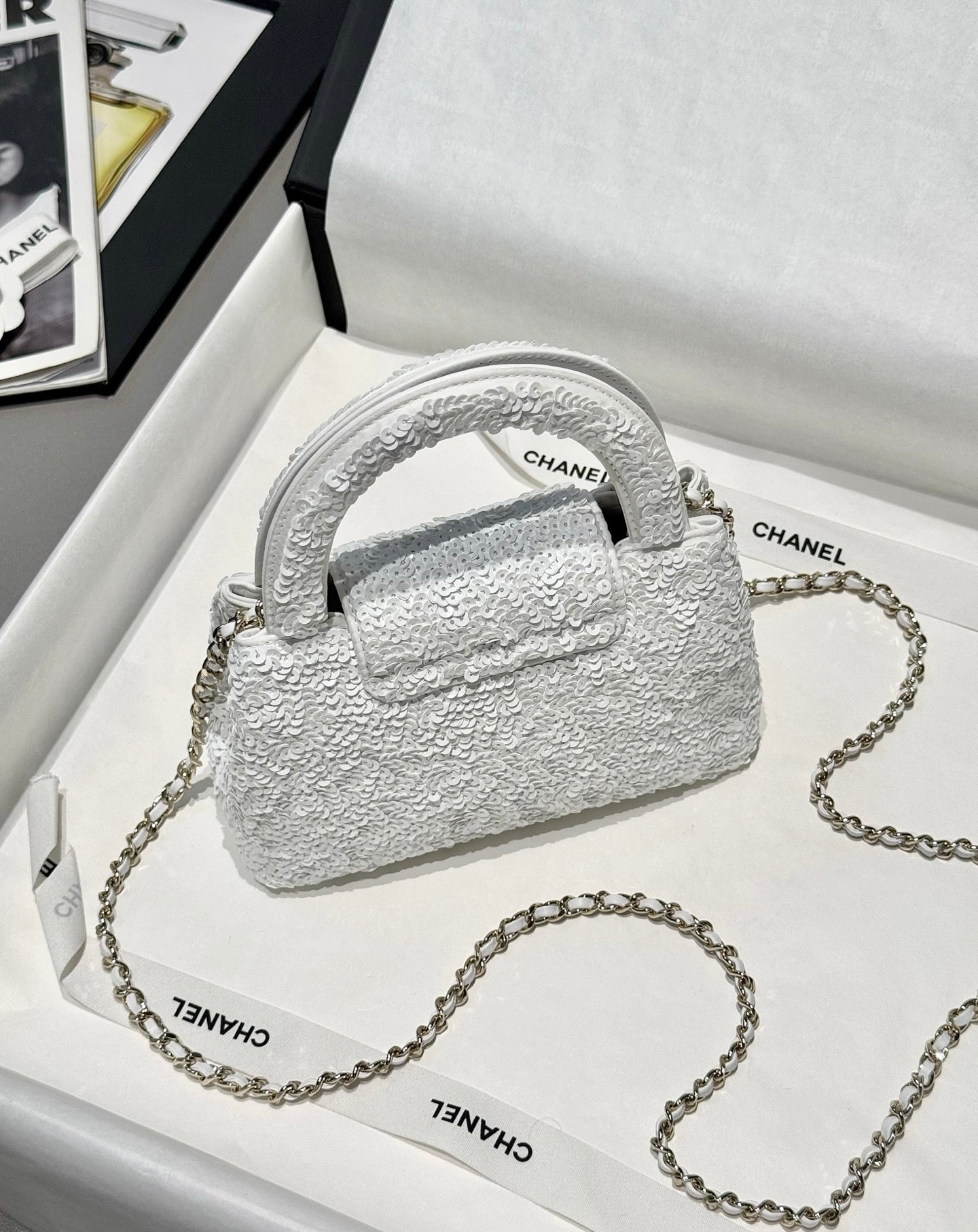 White Sequin Kelly Bag - Level 5