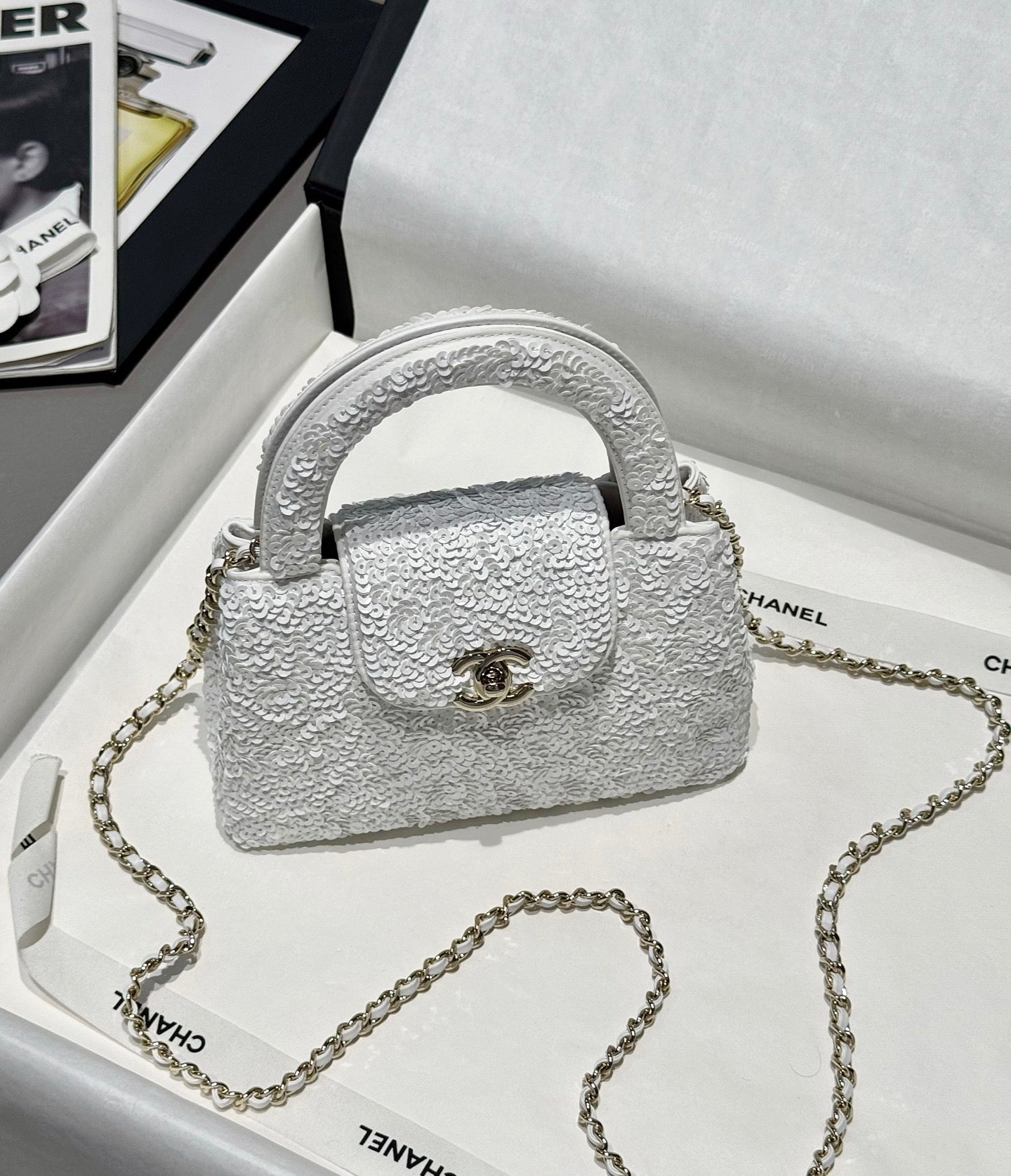 White Sequin Kelly Bag - Level 5