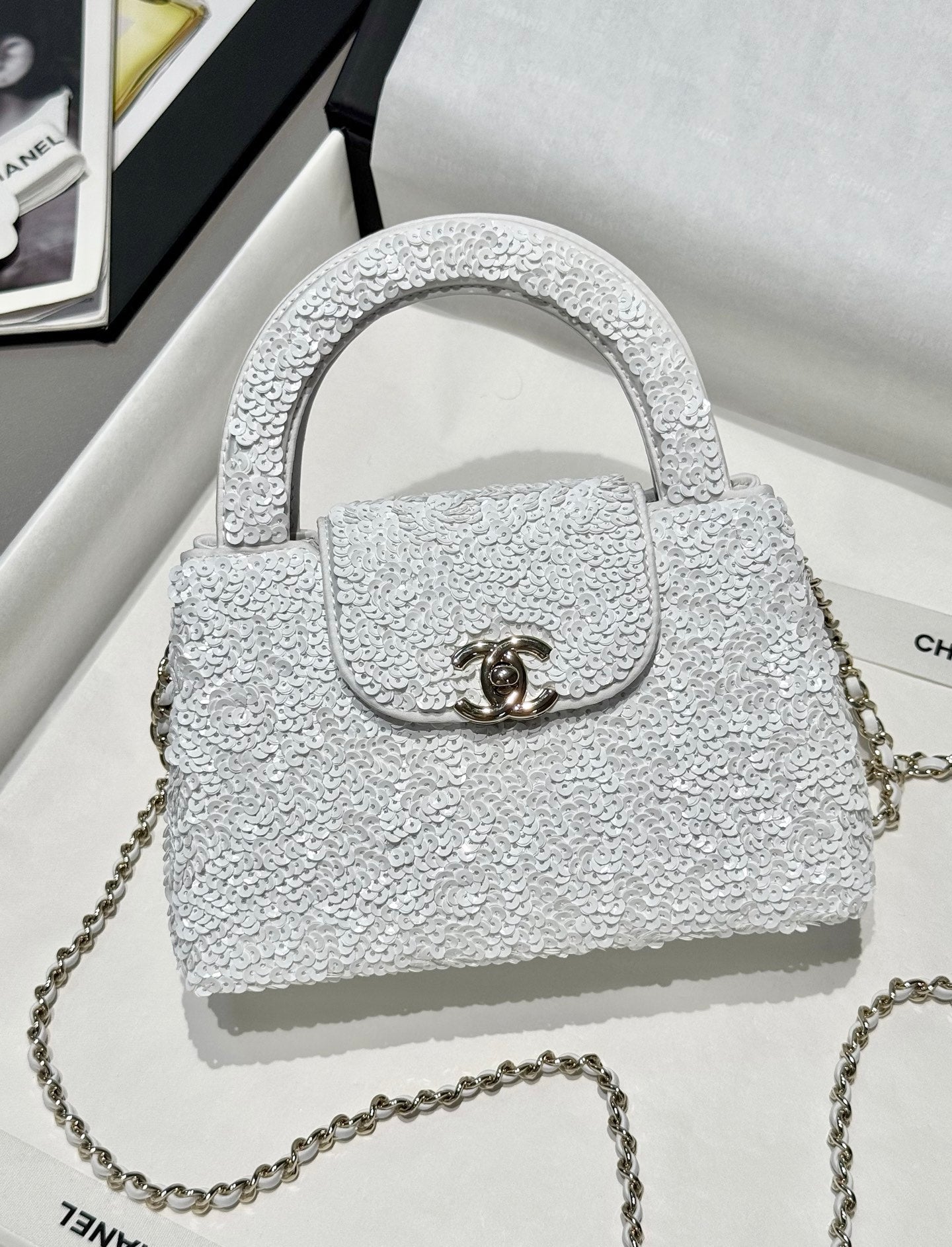White Sequin Kelly Bag - Level 5