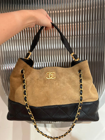 Brown Suede Shopping Hobo Bag - Level X