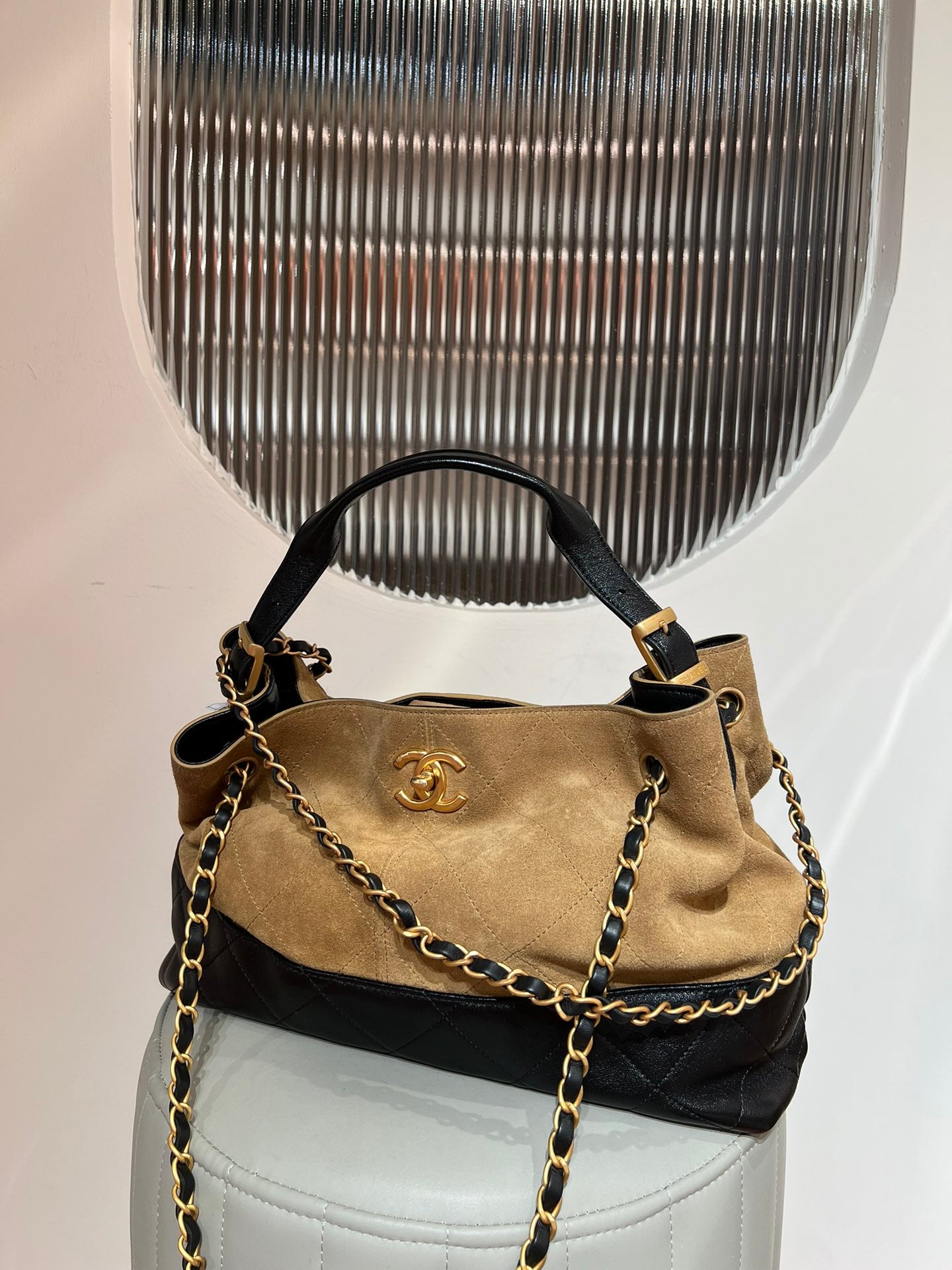 Brown Suede Shopping Hobo Bag - Level X