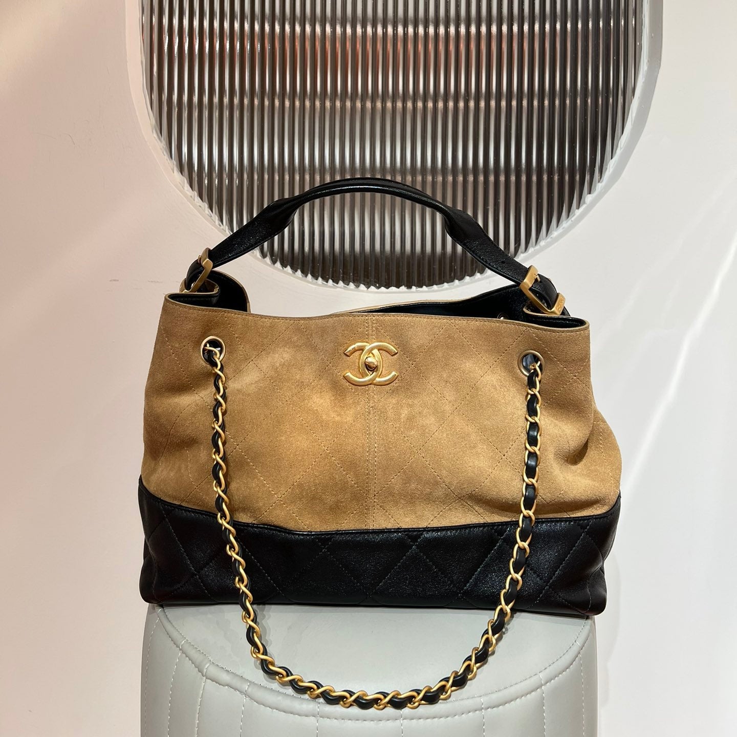 Brown Suede Shopping Hobo Bag - Level X