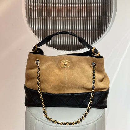 Brown Suede Shopping Hobo Bag - Level X