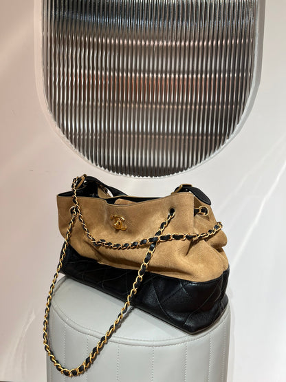 Brown Suede Shopping Hobo Bag - Level X