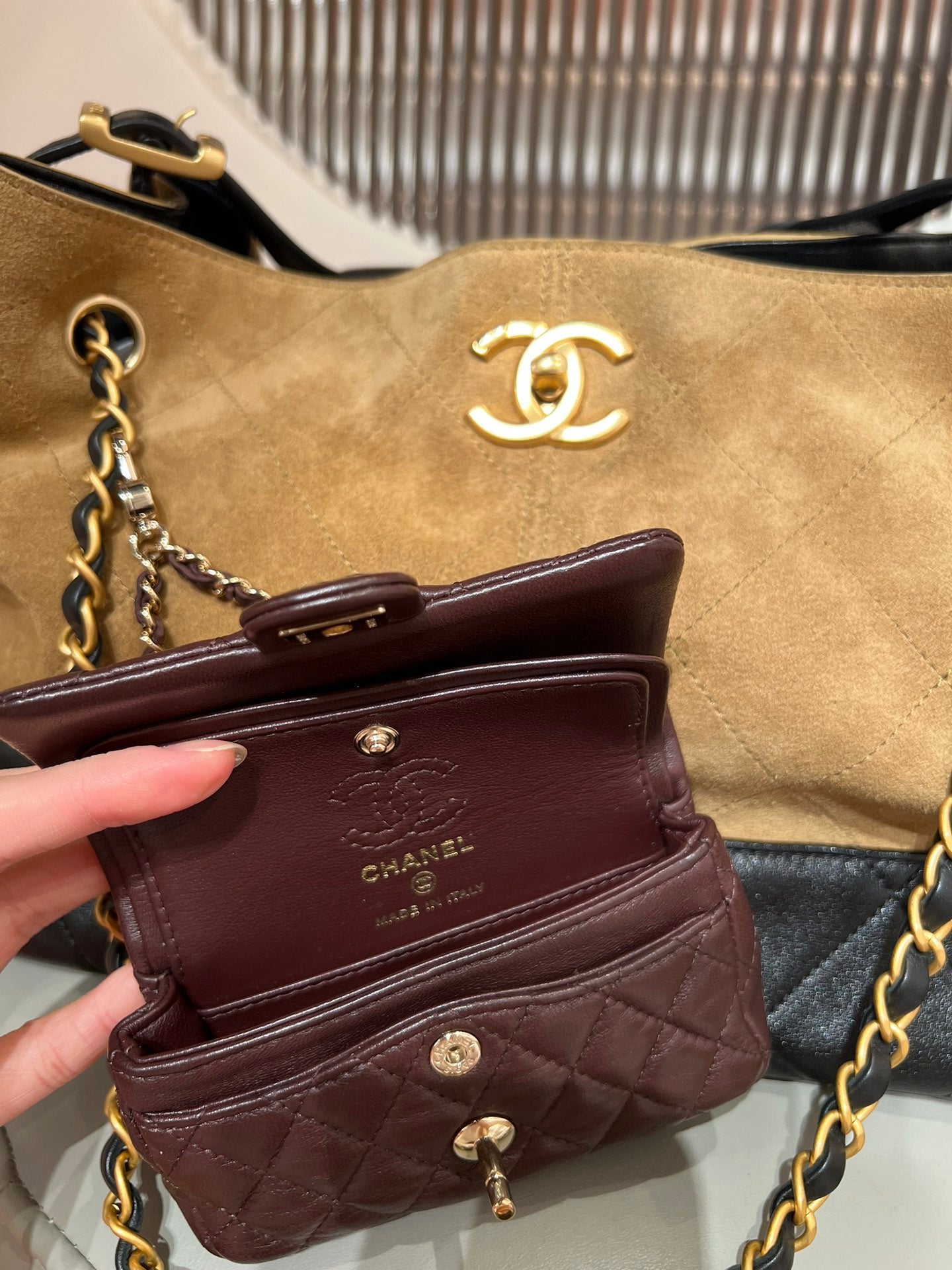 Brown Suede Shopping Hobo Bag - Level X