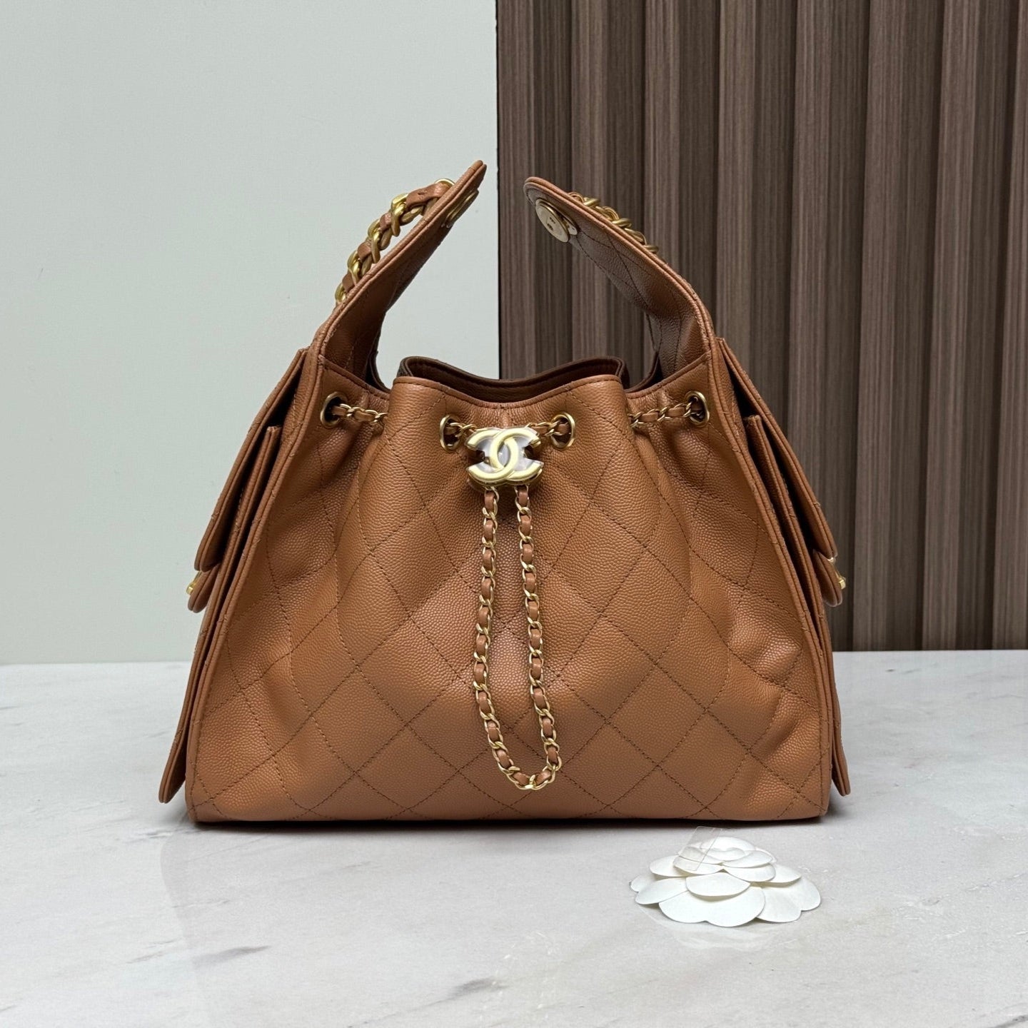 25 Hobo Bag Caramel Brown Caviar Leather - Level 5